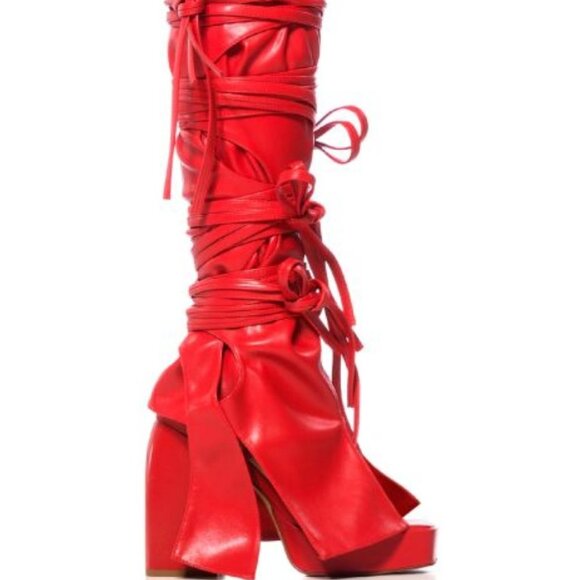 AZALEA WANG " READILY STRAPPED "  2 IN 1 STRAPPY SANDAL IN RED ( BRAND NEW !!!!! - Picture 5 of 8